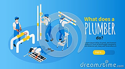 Plumber Horizontal Banner Vector Illustration