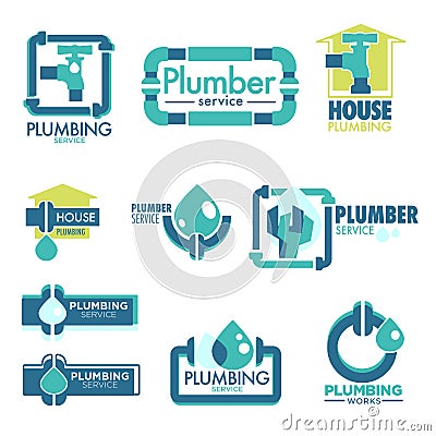 Plumber house service fixing leakage and pipe problems Vector Illustration