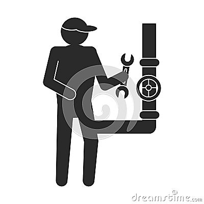 plumber installing pipes Vector Illustration