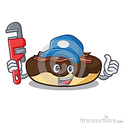 Plumber maple bacon bar mascot cartoon Vector Illustration