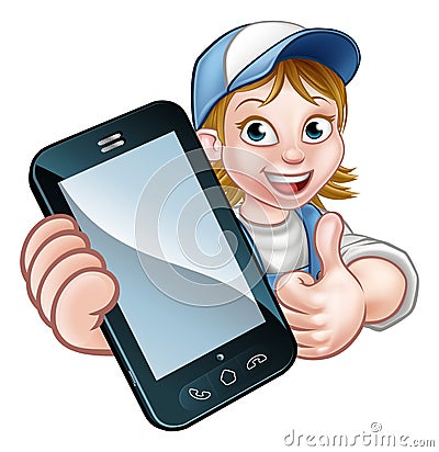 Handyman or Mechanic Phone Concept Vector Illustration