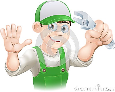 Plumber or mechanic with spanner Vector Illustration
