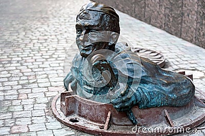 The Plumber Monument in Ternopil, Ukraine Editorial Stock Photo