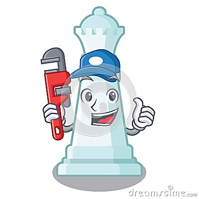 Plumber queen chess on a cartoon chair Vector Illustration