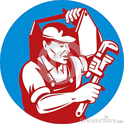 Plumber repairman wrench tool Vector Illustration