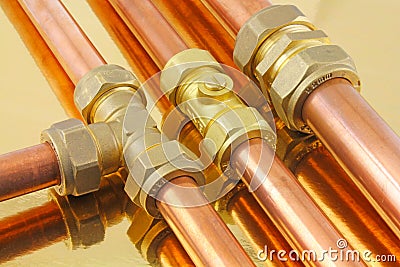 Plumber`s pipes and fittings Stock Photo