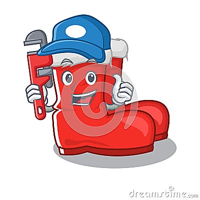 Plumber santa boots with the cartoon shape Vector Illustration