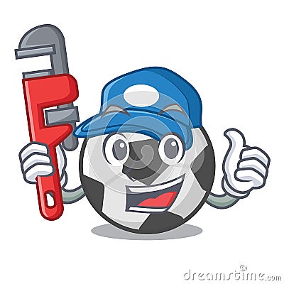 Plumber soccer ball on the character field Vector Illustration