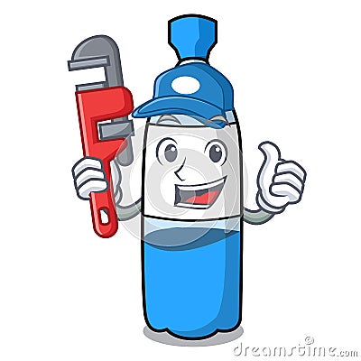 Plumber water bottle mascot cartoon Vector Illustration