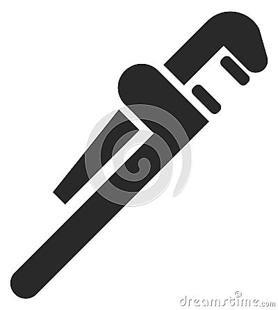 Plumber wrench. Pipe repair tool black icon Vector Illustration