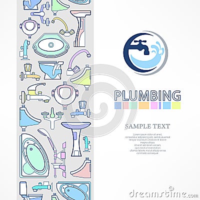 Plumbing banner with logo for design Vector Illustration