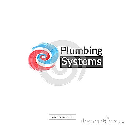 Plumbing company logo design template. Cartoon Illustration