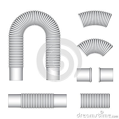 Plumbing corrugated flexible tubes Vector Illustration