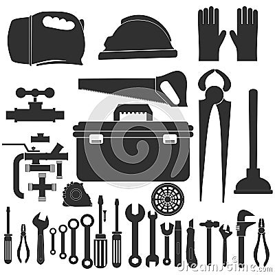 Plumbing equipment set.Repairs tools.vector Vector Illustration