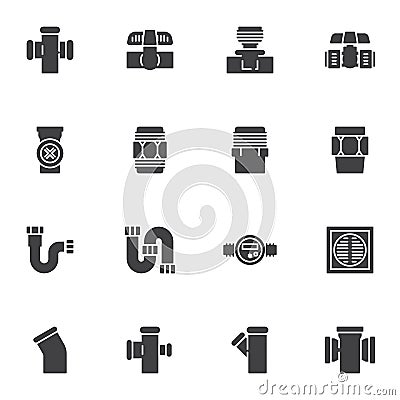 Plumbing equipment vector icons set Vector Illustration