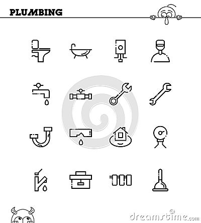 Plumbing flat icon set. Vector Illustration