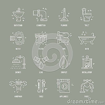 Plumbing Icons Vector Illustration