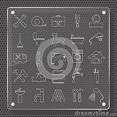 Plumbing Icons Flat Design Vector Illustration