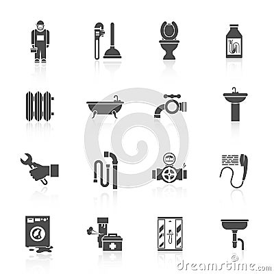 Plumbing icons set Vector Illustration