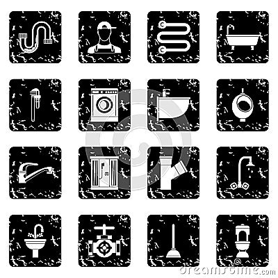 Plumbing icons set, simple style Vector Illustration