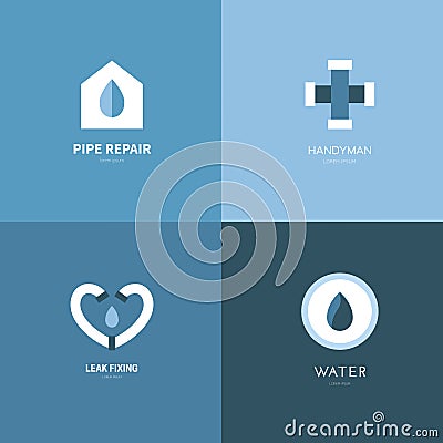 Plumbing Logo Set Vector Illustration