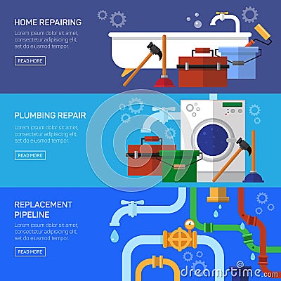 Plumbing repair fix the clog pipeline Vector Illustration