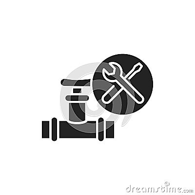 Plumbing Service black glyph icon. Installation done to a potable water distribution system. Handyman services. Pictogram for web Stock Photo