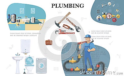 Plumbing Service Composition Vector Illustration