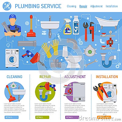 Plumbing Service Infographics Vector Illustration