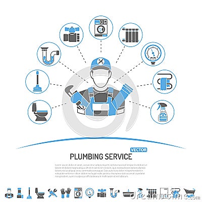 Plumbing Service Infographics Vector Illustration