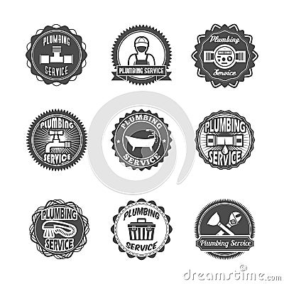 Plumbing service labels Vector Illustration