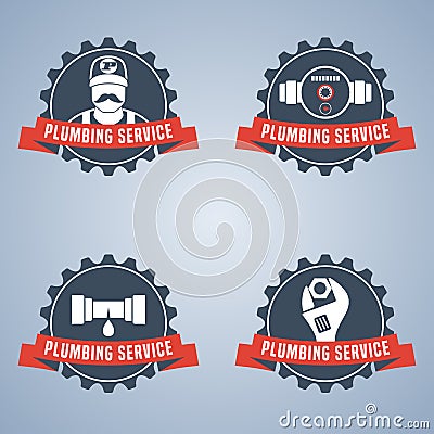 Plumbing service vector logo set Vector Illustration