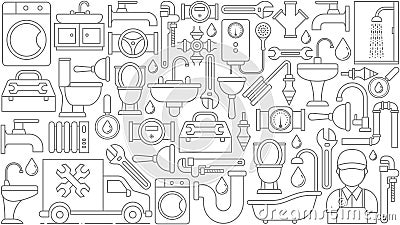 Plumbing Services Background Pattern Design. Stock Photo