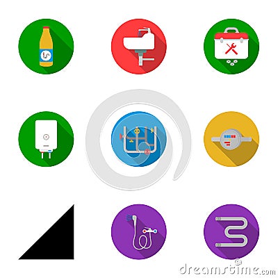 Plumbing set icons in flat style. Big collection of plumbing vector symbol Vector Illustration