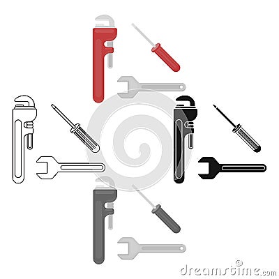 Plumbing tooles icon in cartoon,black style isolated on white background. Plumbing symbol stock vector illustration. Vector Illustration