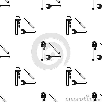 Plumbing tools icon in black style isolated on white background. Plumbing pattern Vector Illustration