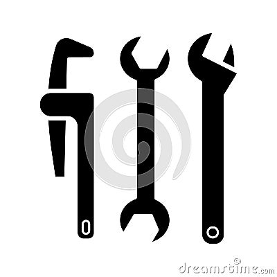 Plumbing tools icon, vector illustration, black sign on isolated background Vector Illustration