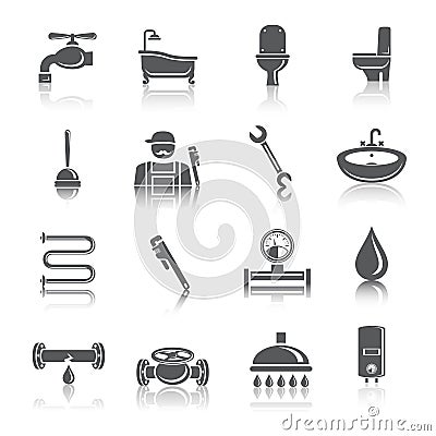 Plumbing Tools Pictograms Icons Vector Illustration