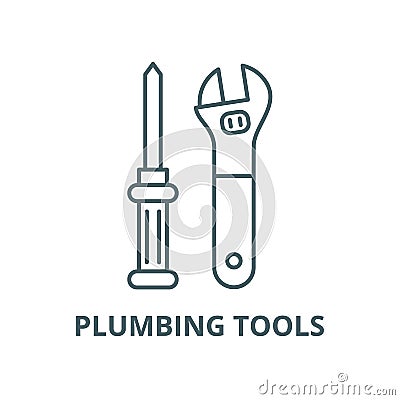 Plumbing tools vector line icon, linear concept, outline sign, symbol Vector Illustration