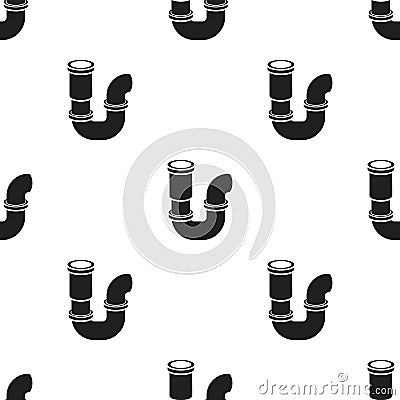 Plumbing trap icon in black style isolated on white background. Plumbing pattern Vector Illustration