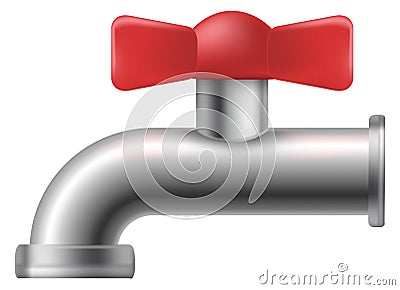 Plumbing valve mockup. Realistic round metal pipe Vector Illustration