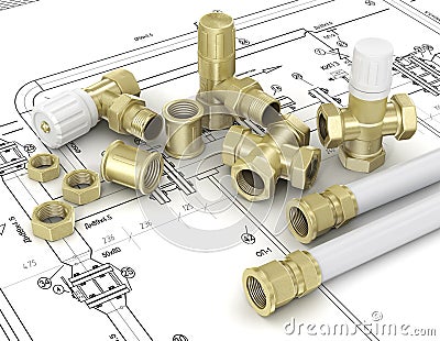 Plumbing valves Stock Photo