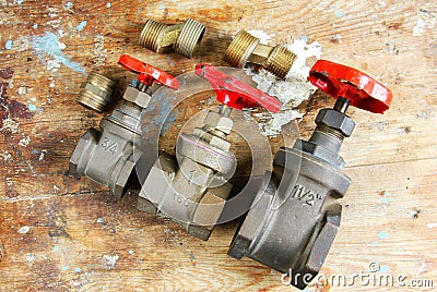 Plumbing water valves parts Stock Photo