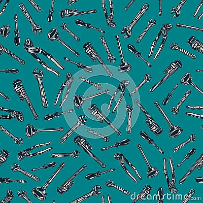 Plumbing vintage seamless pattern Vector Illustration