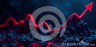 Plummeting stock graph, dark abstract backdrop, red, design, abstract Cartoon Illustration