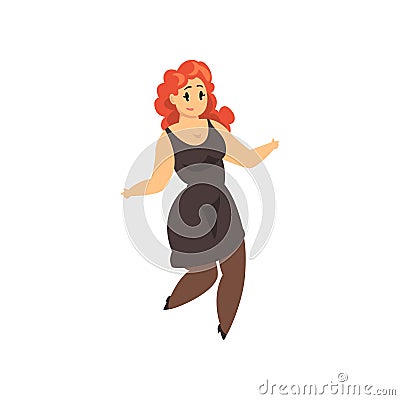 Plump, curvy, overweight girl, plus size model in fashionable clothes, body positive vector Illustration on a white Vector Illustration