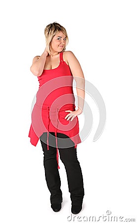 Plump red girl Stock Photo