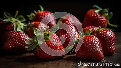 A plump and sweet strawberry perfect for dipping in chocolate or baking into pies created with Generative AI Stock Photo