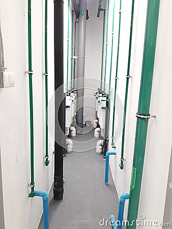 Typical installation in shaft for plumping system Stock Photo