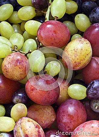 Plums and grapes Stock Photo